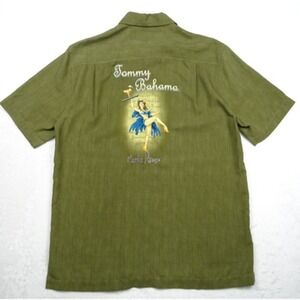 Tommy Bahama Shirt Mens Size M Green Button Up Embroidered Marlin Rouge Silk NWT